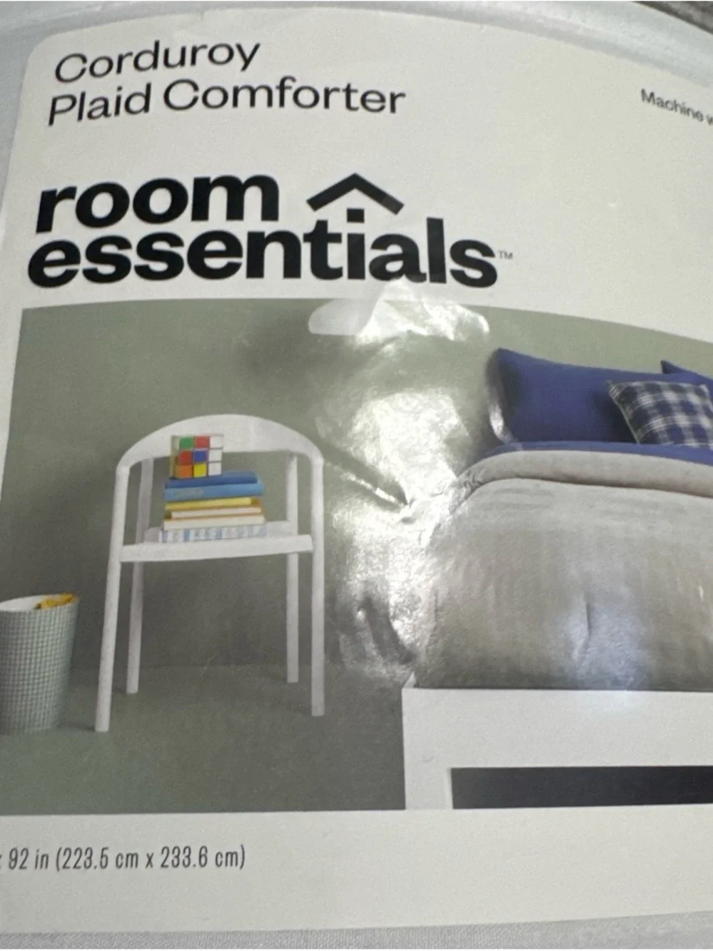 Room Essentials Full/Queen Corduroy Plaid Reversible Comforter